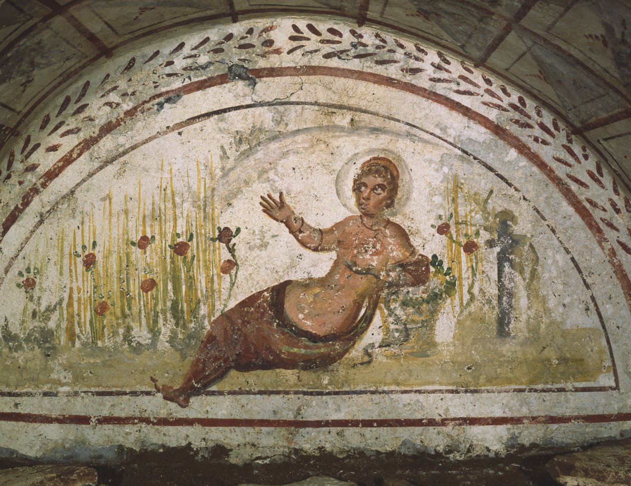 Malowidło ścienne z katakumb Via Latina w Rzymie autorstwa Roman