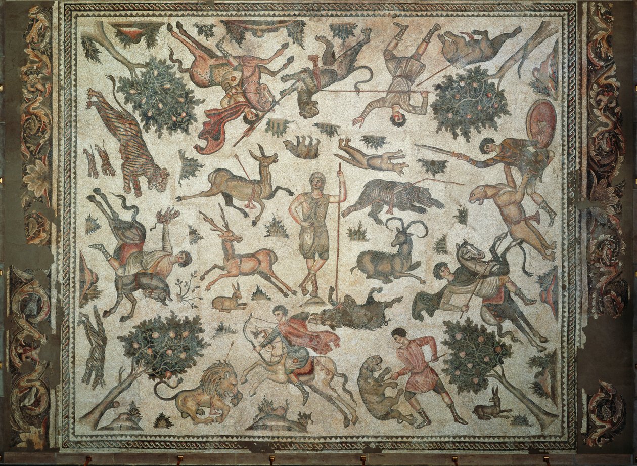 Mozaika podłogowa Worcester Hunt, z Antiochii (mozaika) autorstwa Roman