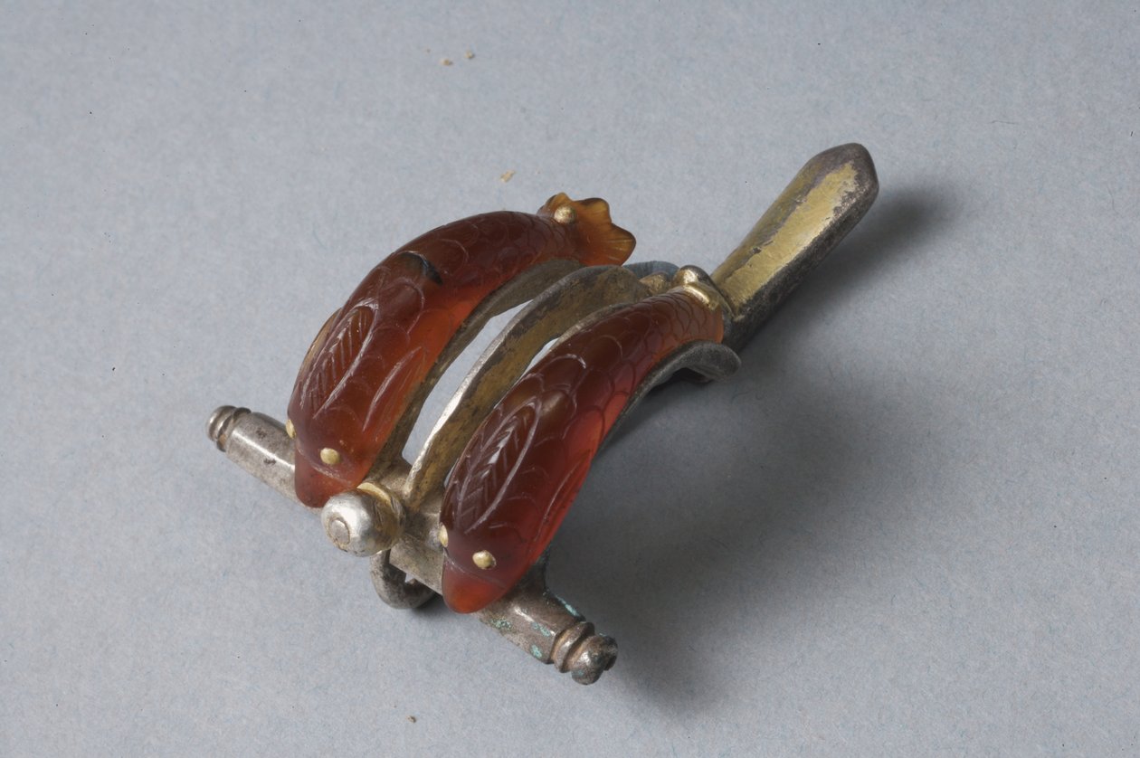 Fibula z delfinami (karneol, złoto i srebro) autorstwa Roman Imperial Period