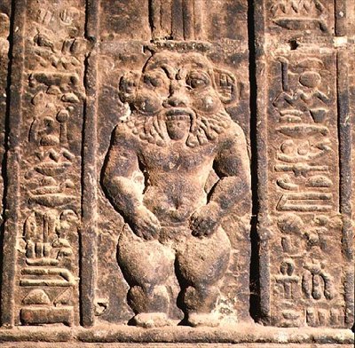 Bes, egipski bóg domowy, z rzymskiego Mammisi, c.50 AD autorstwa Roman Period Egyptian