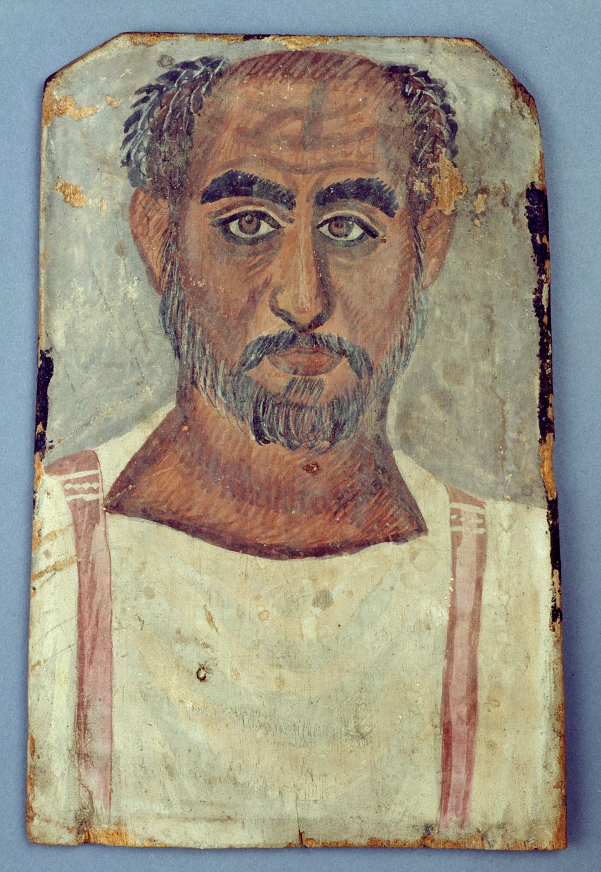 Portret mumii mężczyzny, ok. 250-300 ne (tempera na drewnie) autorstwa Roman Period Egyptian