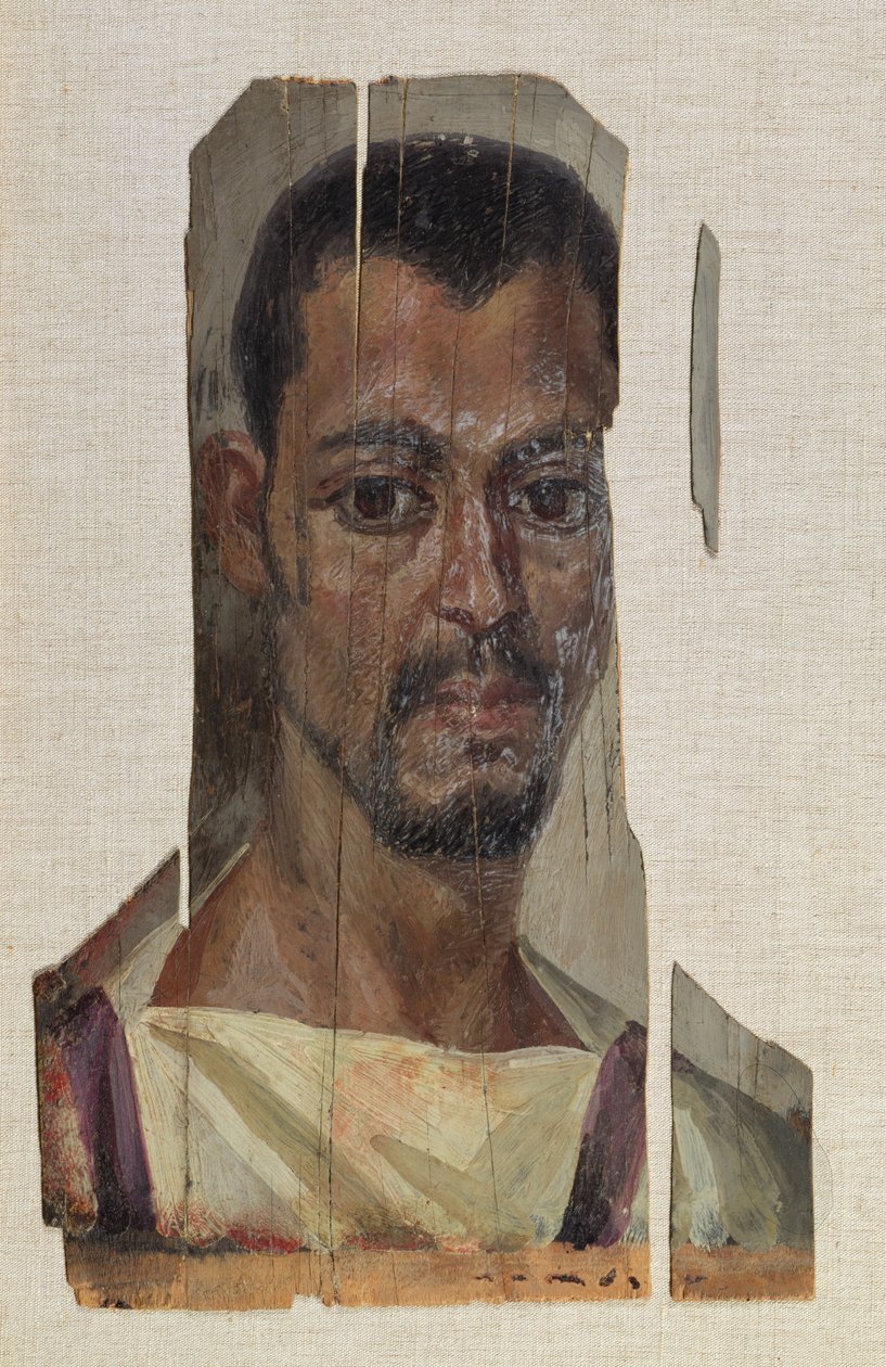 Portret z Fajum (wosk enkaustyczny na drewnie) autorstwa Roman Period Egyptian