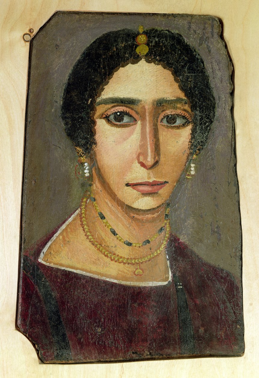 Portret kobiety, z Fayum, I-IV w. (wosk enkaustyczny na drewnie) autorstwa Roman Period Egyptian