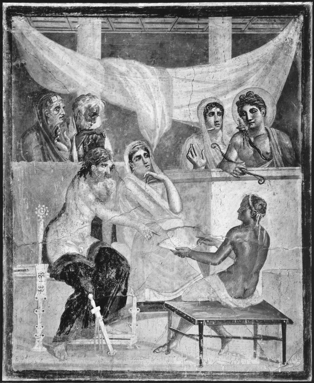 Admetus i Alkestis słuchający wyroczni, z Pompei, Dom Poety Tragicznego autorstwa Roman Roman