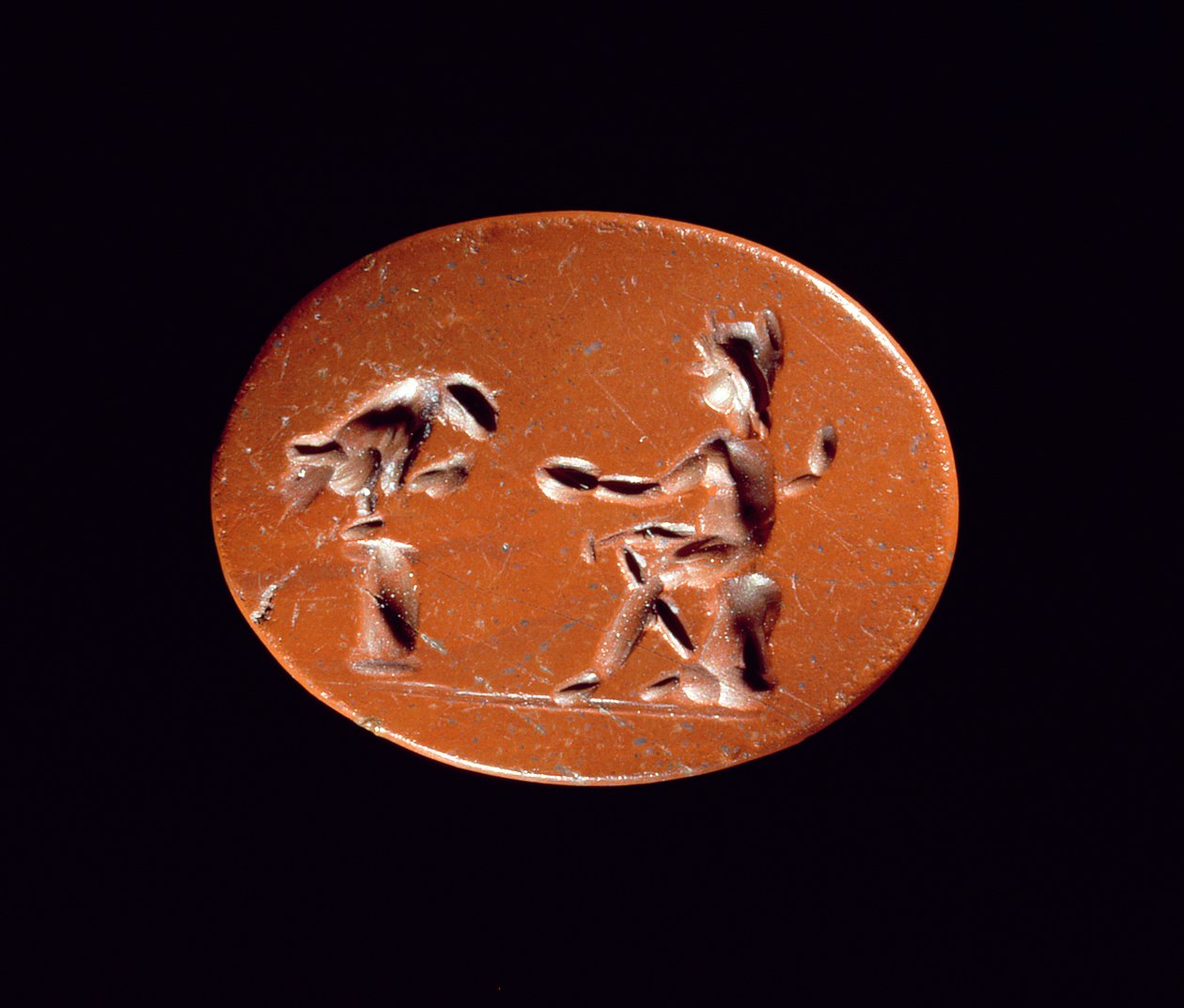 Intaglio przedstawiający Ganimedesa karmiącego orła, z rzymskiego stanowiska w Newstead, Melrose autorstwa Roman Roman