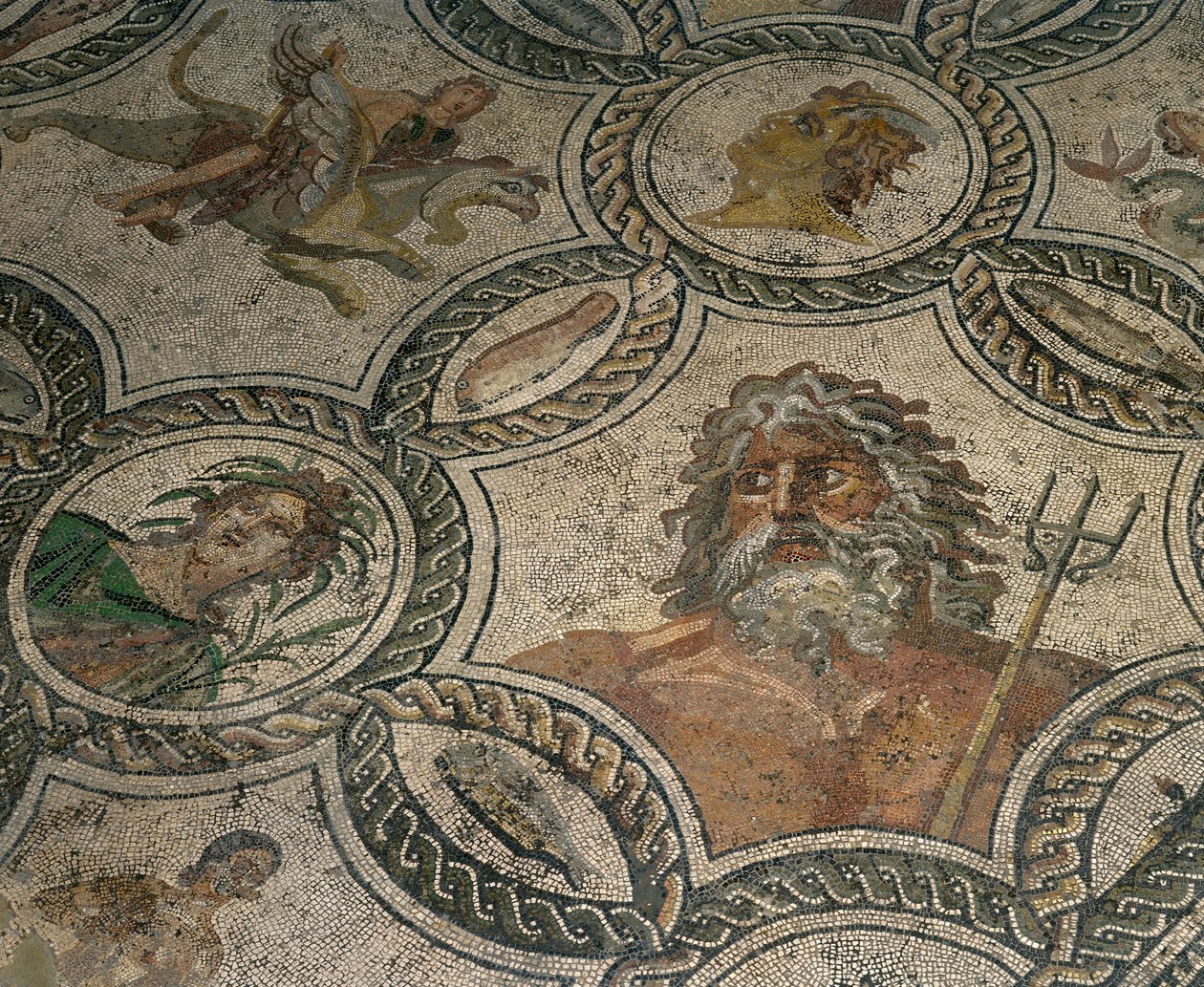 Pory roku (detal), mozaika polichromowana autorstwa Roman Roman