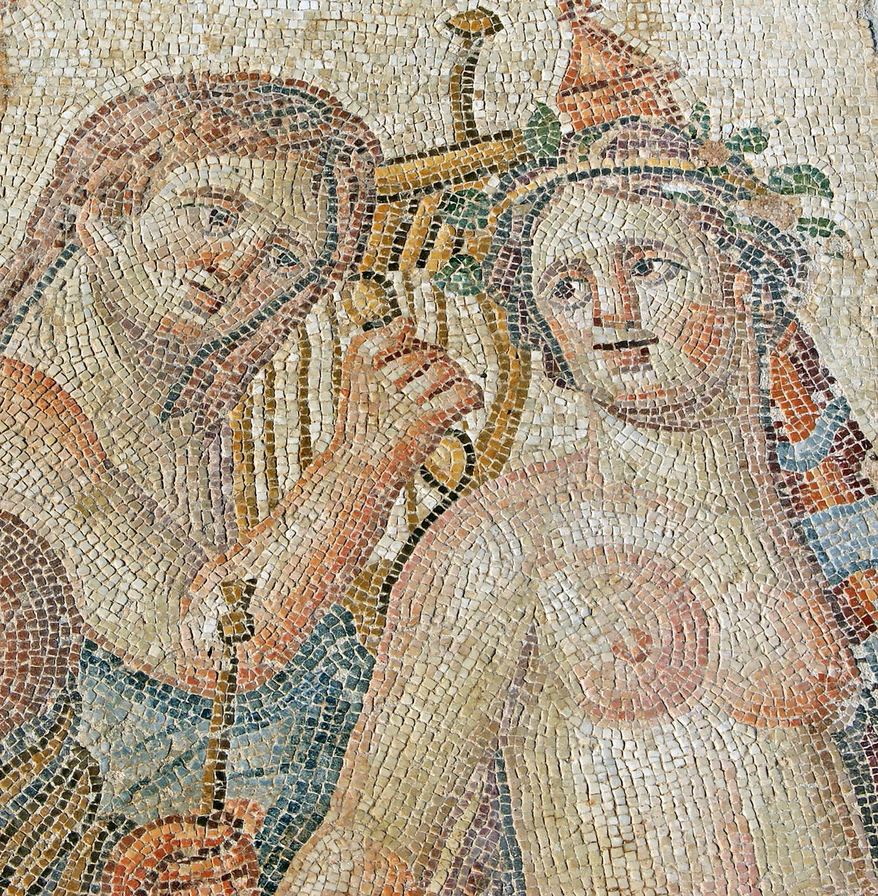 Centaur oczarowuje Maenadę, fragment z Triumfalnej procesji Dionizosa, Dom Aiona, Pafos, Cypr (mozaika) autorstwa Roman