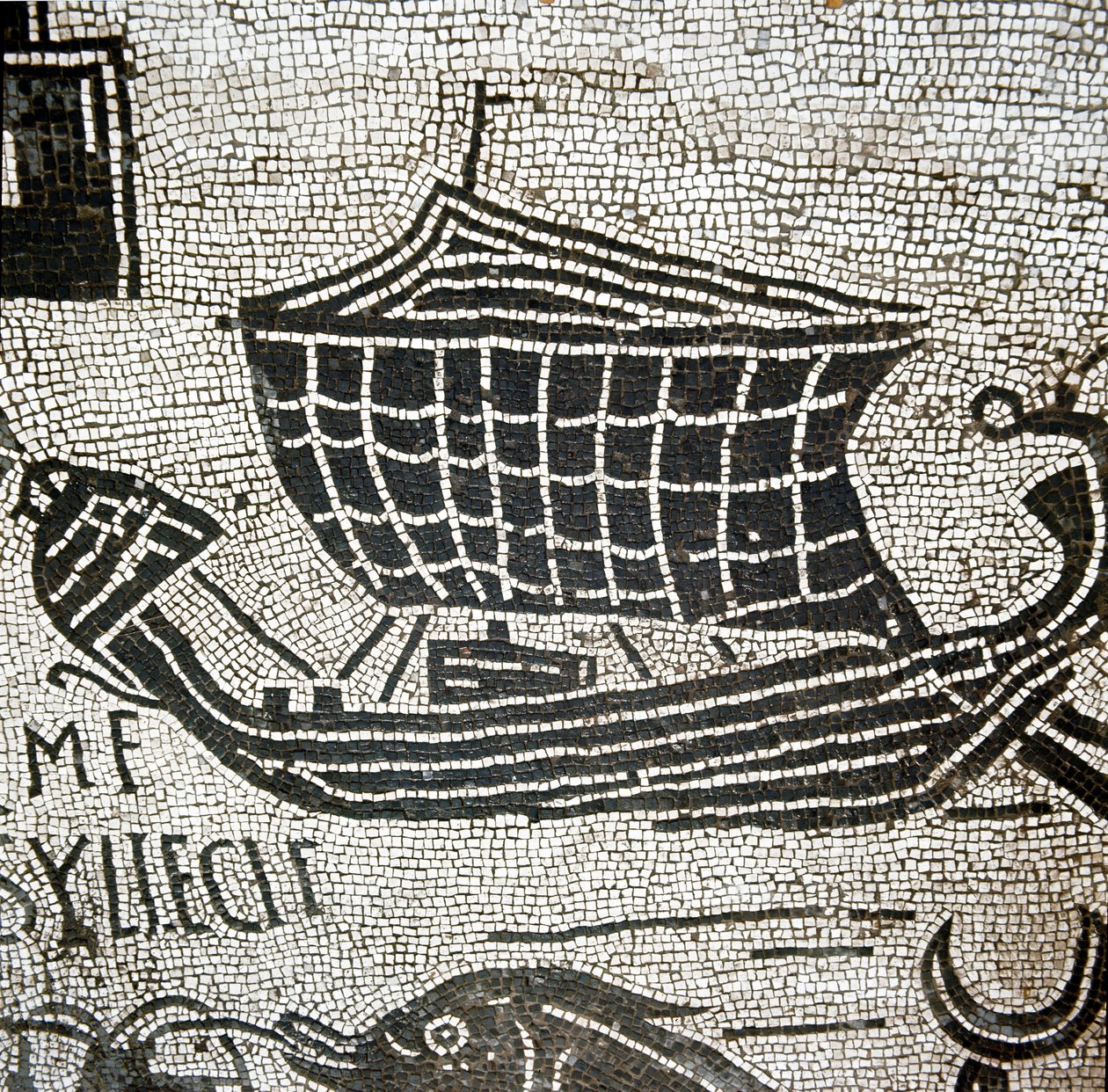Statek z Aleksandrii w porcie Ostia (mozaika autorstwa Roman