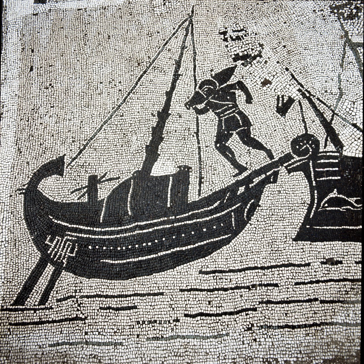 Statek Cagliari powracający do portu Ostia (mozaika autorstwa Roman