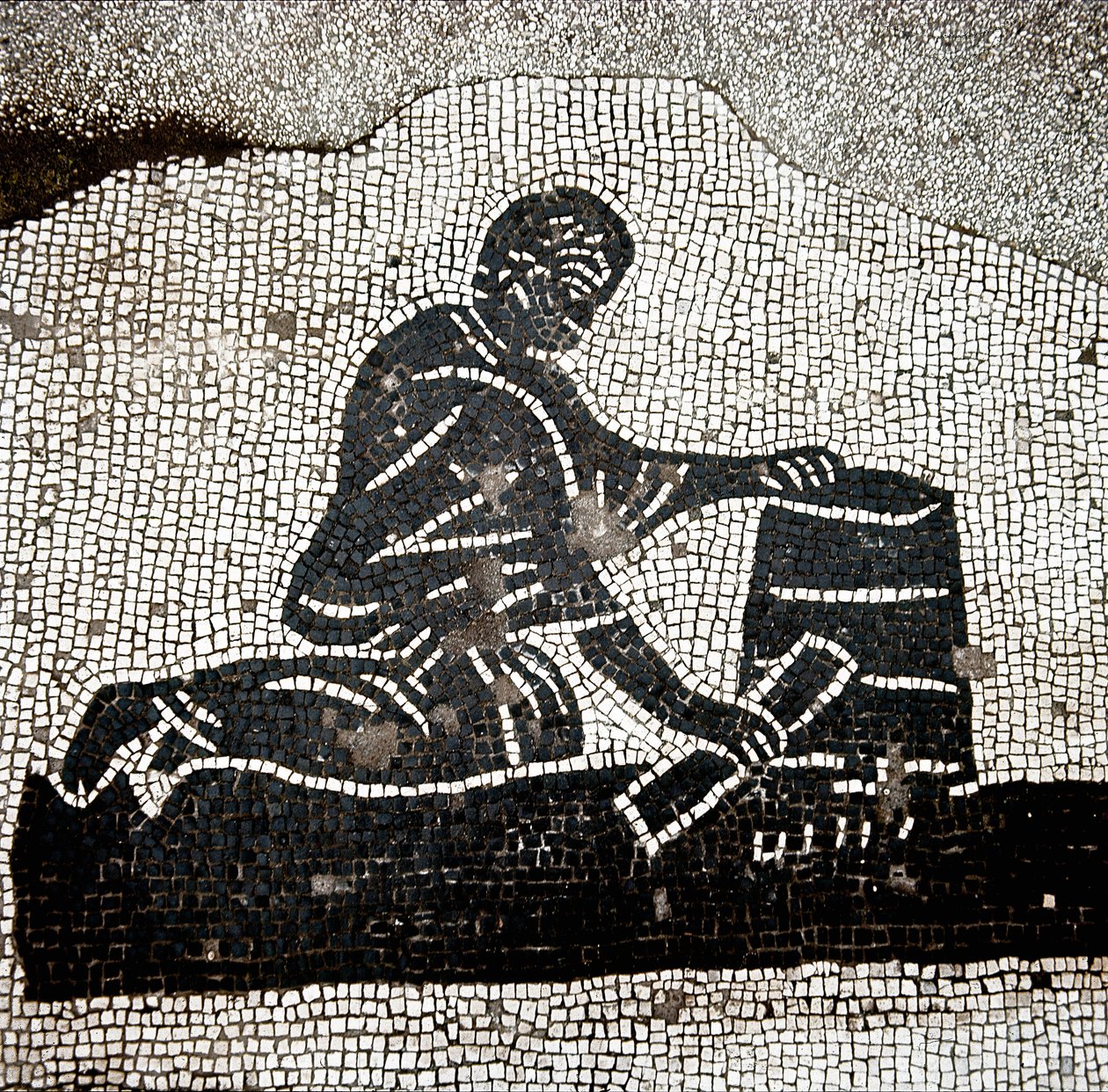 Pracownik wypełniający buszel (mozaika autorstwa Roman