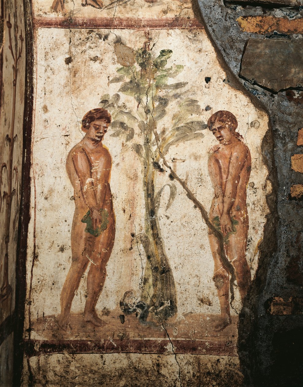 Adam i Ewa w ogrodzie Eden (fresk) autorstwa Roman