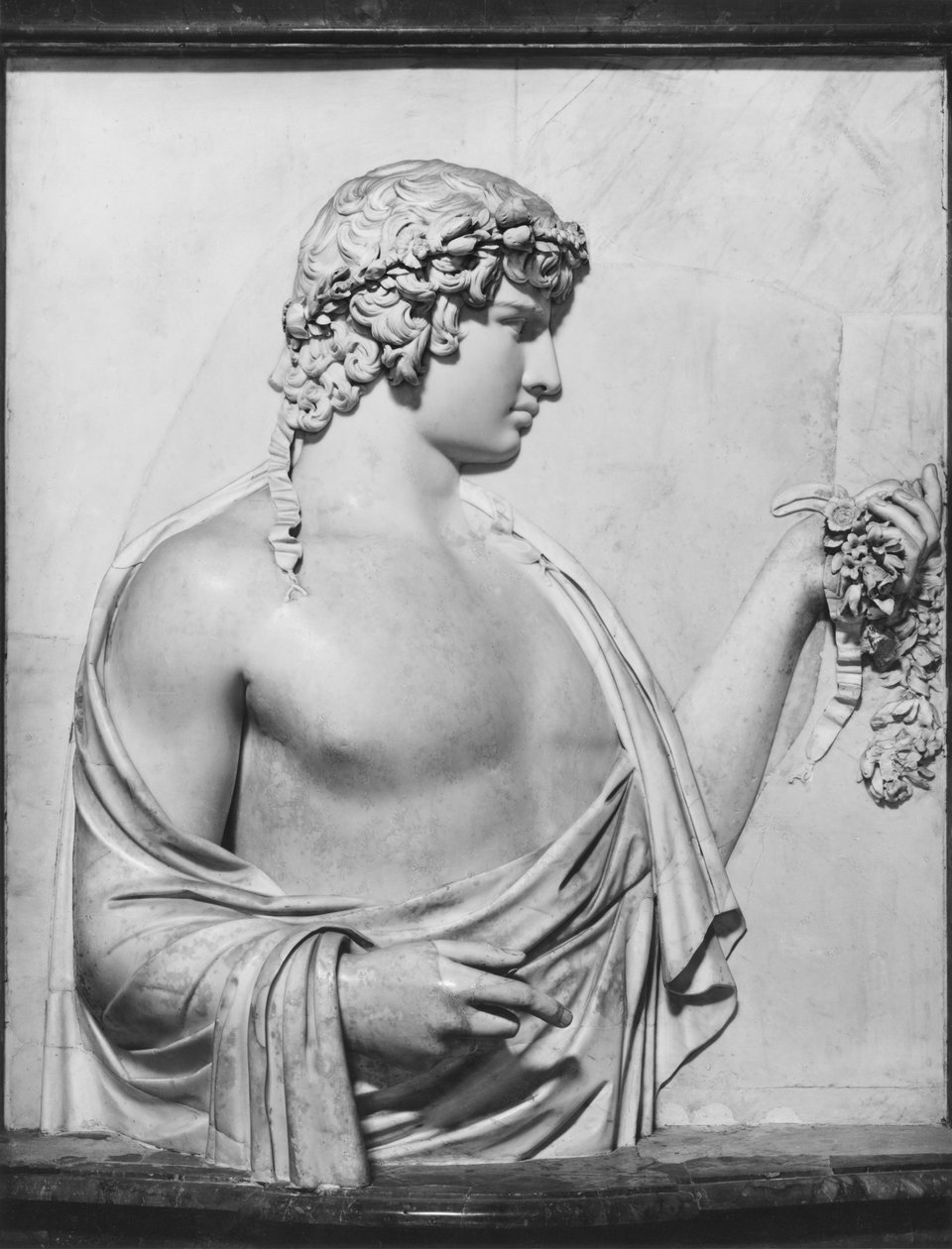 Antinous, ok. 130-140 ne (marmur) (zdjęcie czarno-białe) autorstwa Roman