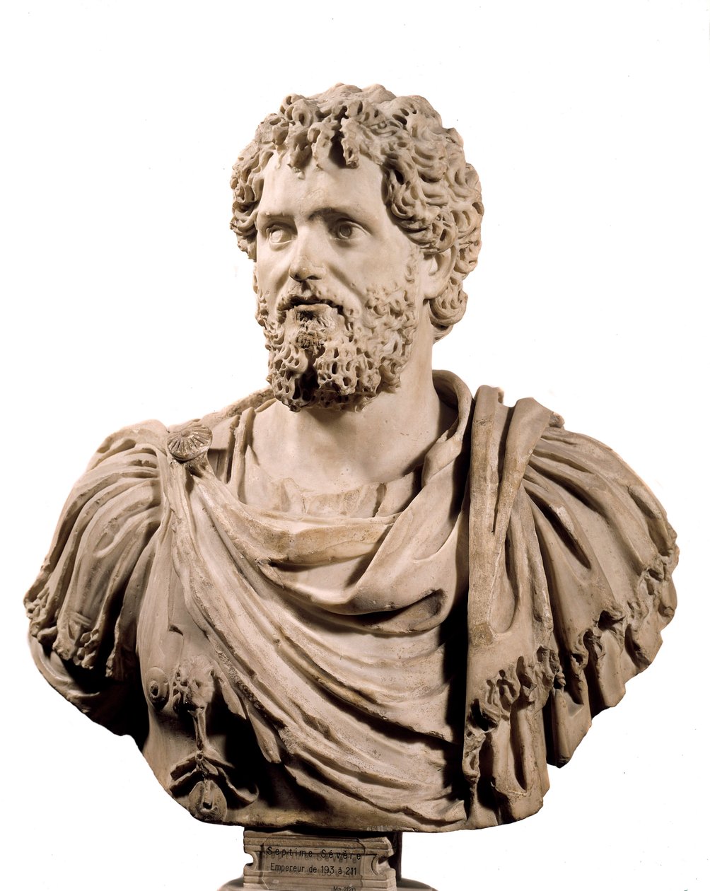 Sztuka Rzym: Popiersie cesarza rzymskiego Septime Ciężkie (cesarz 193 - 211 AD). Paryż, Musee du Louvre autorstwa Roman