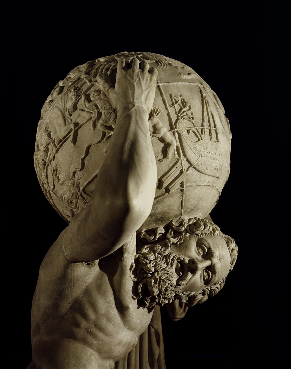Atlas, kopia greckiego oryginału hellenistycznego (marmur) (detal) autorstwa Roman
