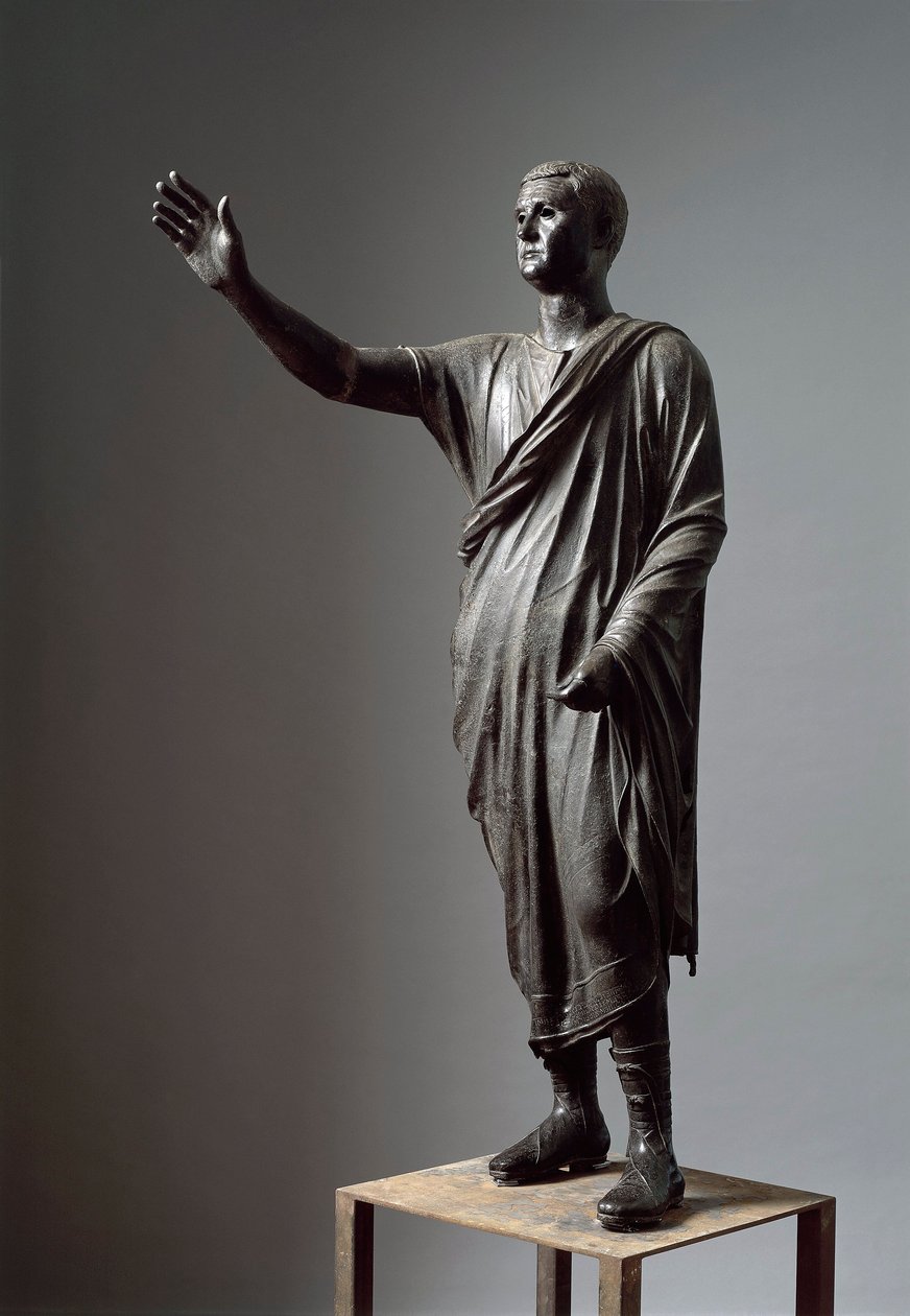 Aule Metele, Arringatore, Orator, posąg z brązu, 80 p.n.e., z Pila (Perugia) autorstwa Roman