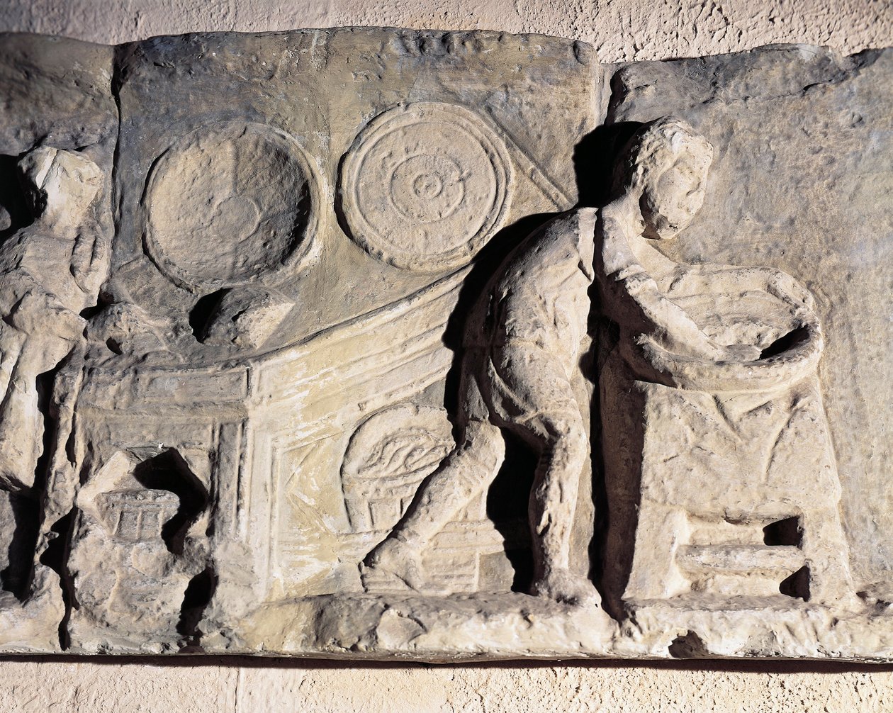 Płaskorzeźba przedstawiająca wypiek chleba, rzymska, II-III w. n.e. autorstwa Roman