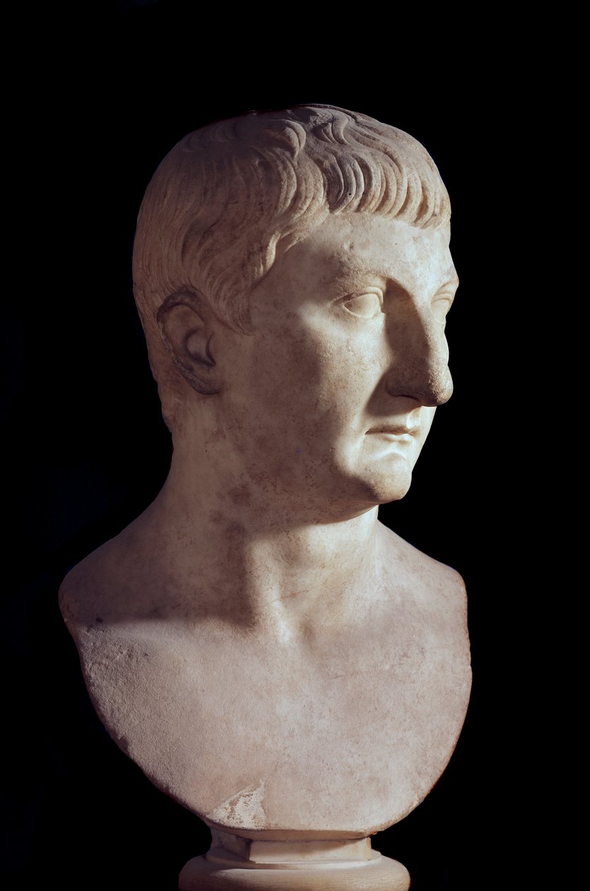 Popiersie Druzusa Młodego (zm. 23 ne), syna cesarza rzymskiego Tybera (Tiberio Claudio Nerone, 42 pne-37 ne). Rzeźba z marmuru. I wne. Paryż, Luwr autorstwa Roman
