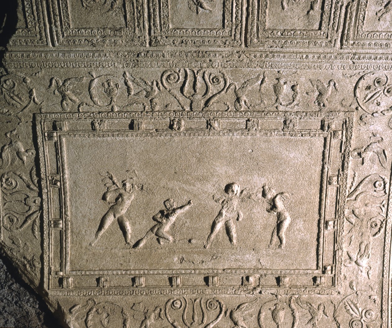 Dekoracja sufitu z Cryptoportico Nerona, Palatyn, Rzym (stiuk) autorstwa Roman