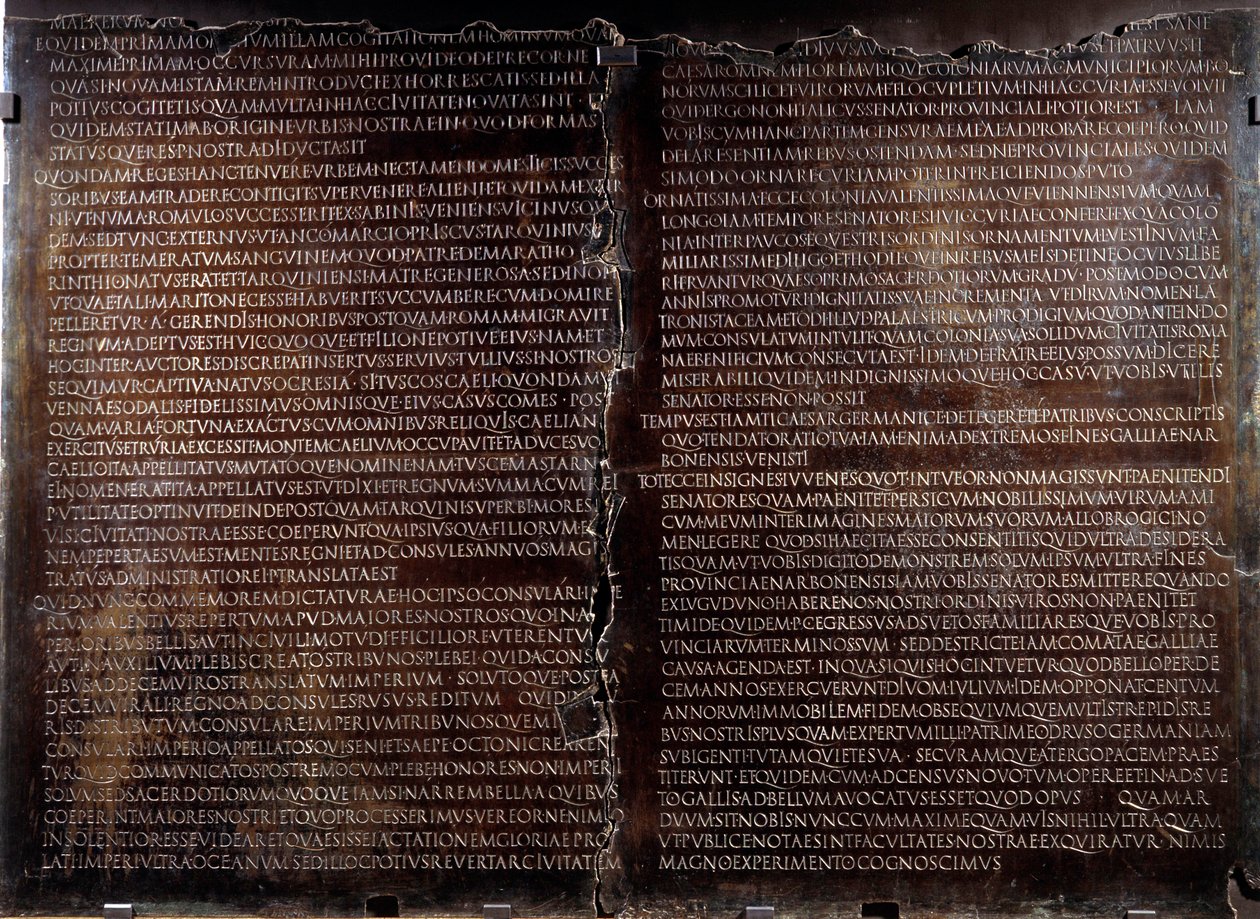 Stół Claudienne: przemówienie Claude (Claudius lub Clodio autorstwa Roman