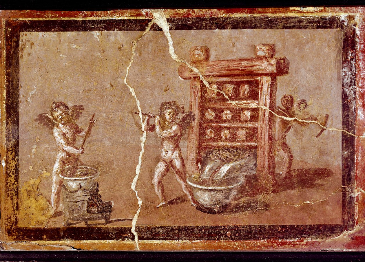 Amorki pracujące (fresk autorstwa Roman