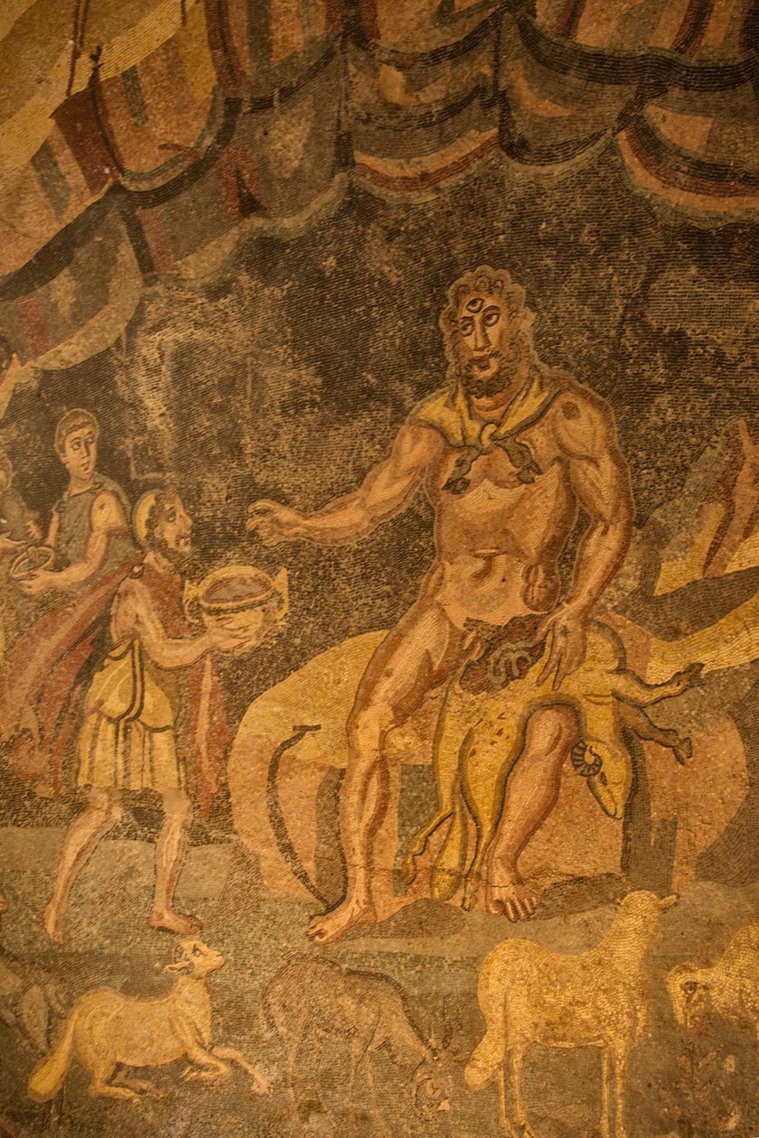 Mozaika podłogowa Cyklop, Villa Romana del Casale, Piazza Armerina, Sycylia, Włochy (zdjęcie) autorstwa Roman