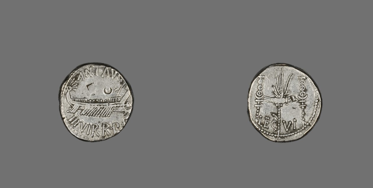 Denar przedstawiający galerę, 31 pne (srebrny) autorstwa Roman