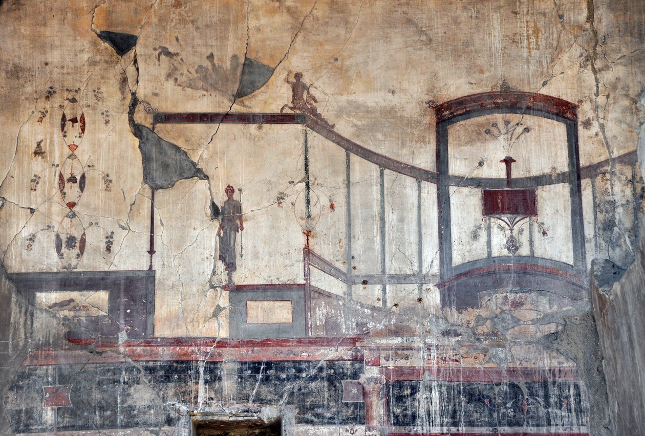 Szczegół rzymskiego fresku, Herculanum (fresk) autorstwa Roman