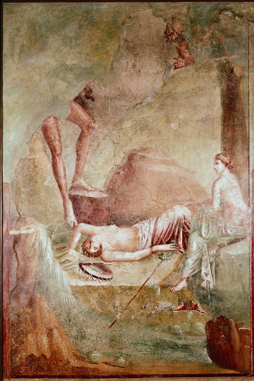 Pijana śpiąca maenada (fresk autorstwa Roman