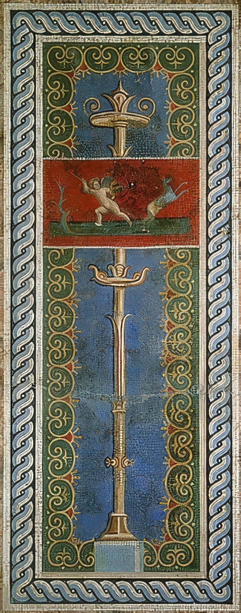 Eros jako myśliwy, fragment mozaiki ściennej odkryty w Pompejach autorstwa Roman