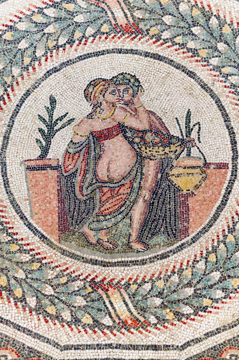 Eros i Psyche. III-IV wiek. Rzymska willa Casale, Sycylia (mozaika) autorstwa Roman