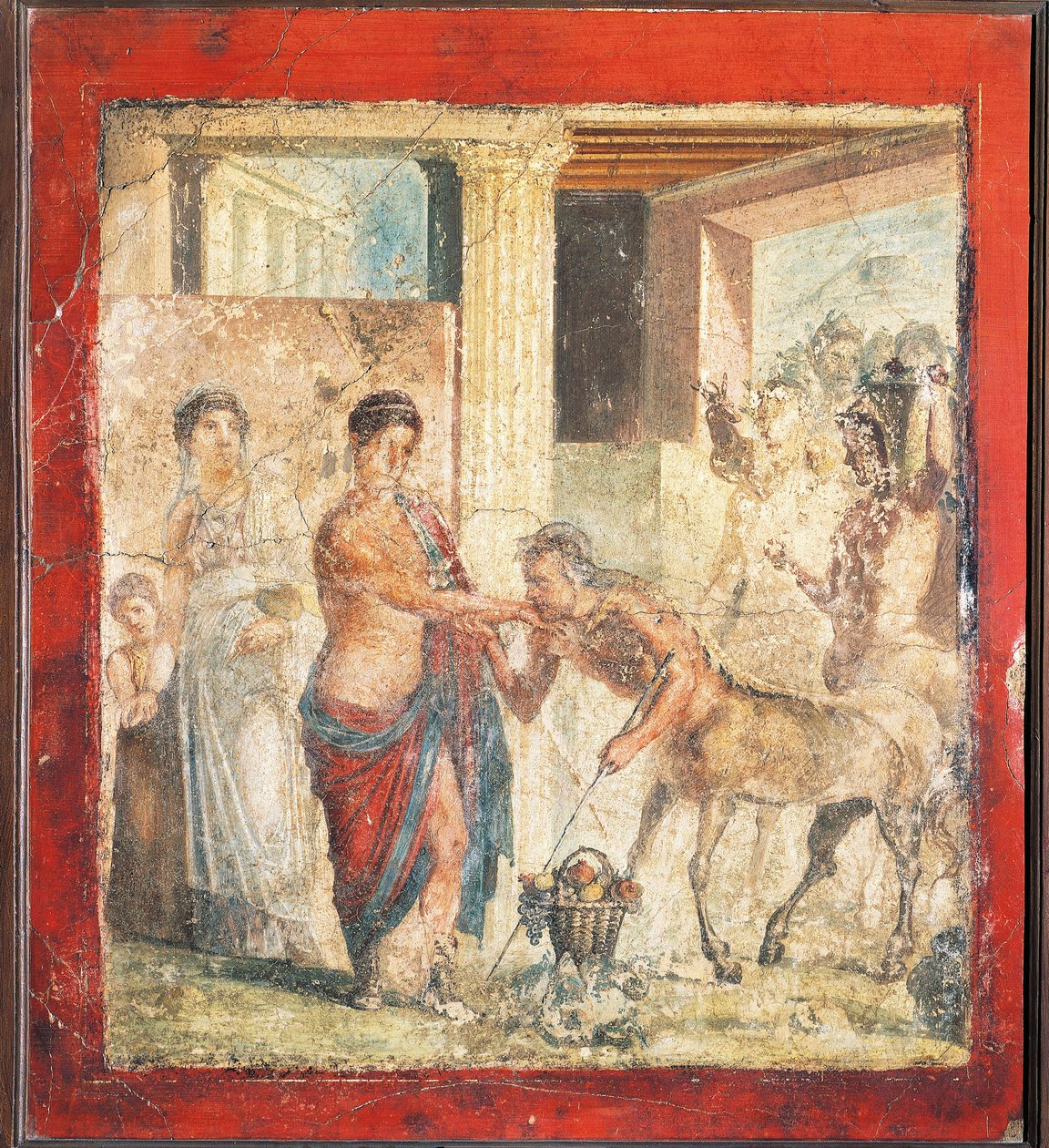Fresk przedstawiający centaur na ślubie Pirithousa i Hippodamii z Pompejów we Włoszech autorstwa Roman
