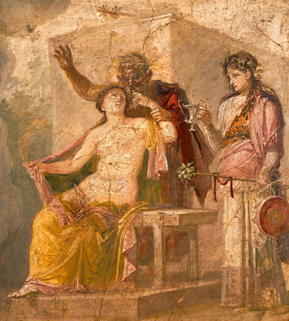 Fresk o tematyce erotycznej przedstawiający scenę dionizyjską z Pompei (Lista Światowego Dziedzictwa UNESCO) autorstwa Roman