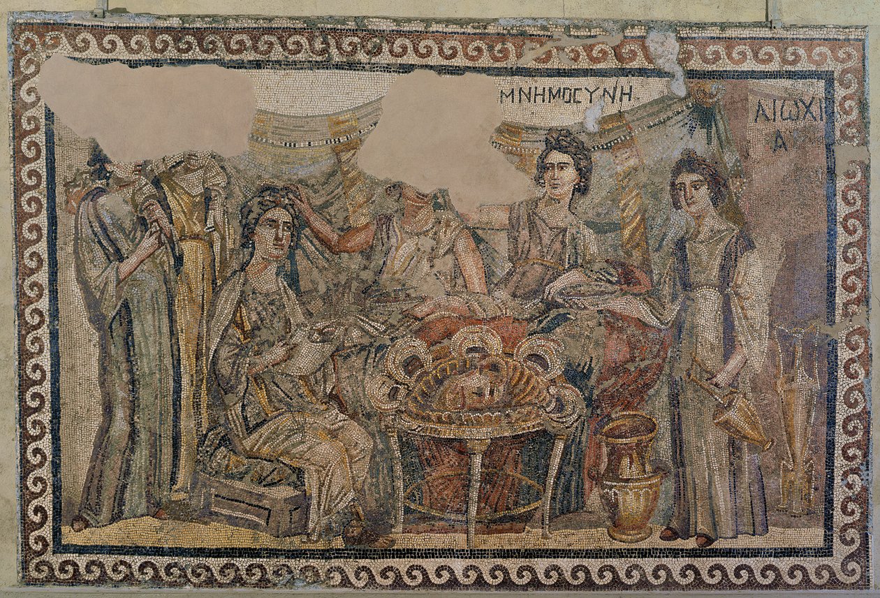 Sympozjum Pogrzebowe, z nekropolii w Antiochii, koniec IV wne (mozaika) (patrz także 3929775) autorstwa Roman