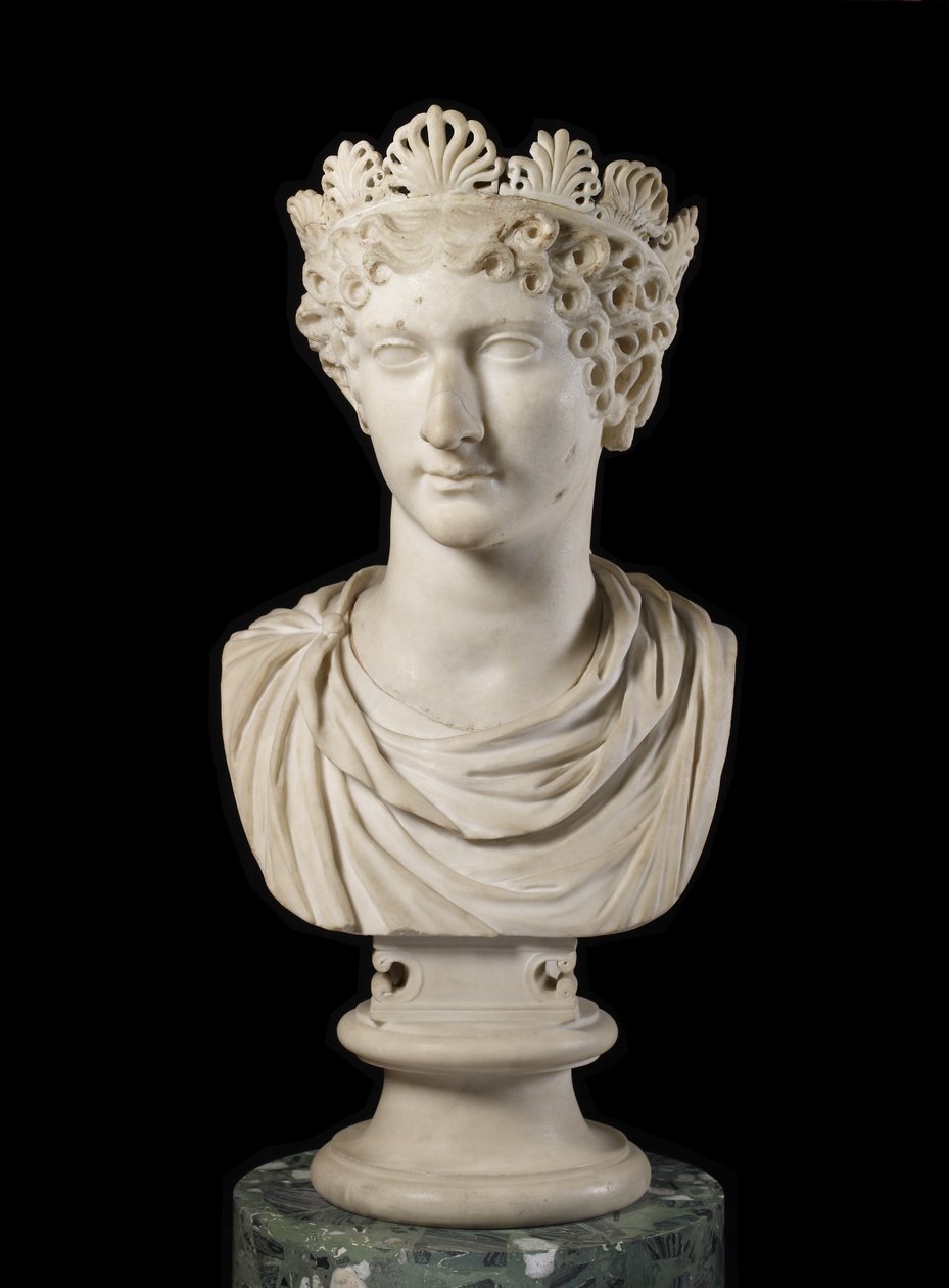 Głowa Agryppiny Mniejszej z diademem (marmur) autorstwa Roman
