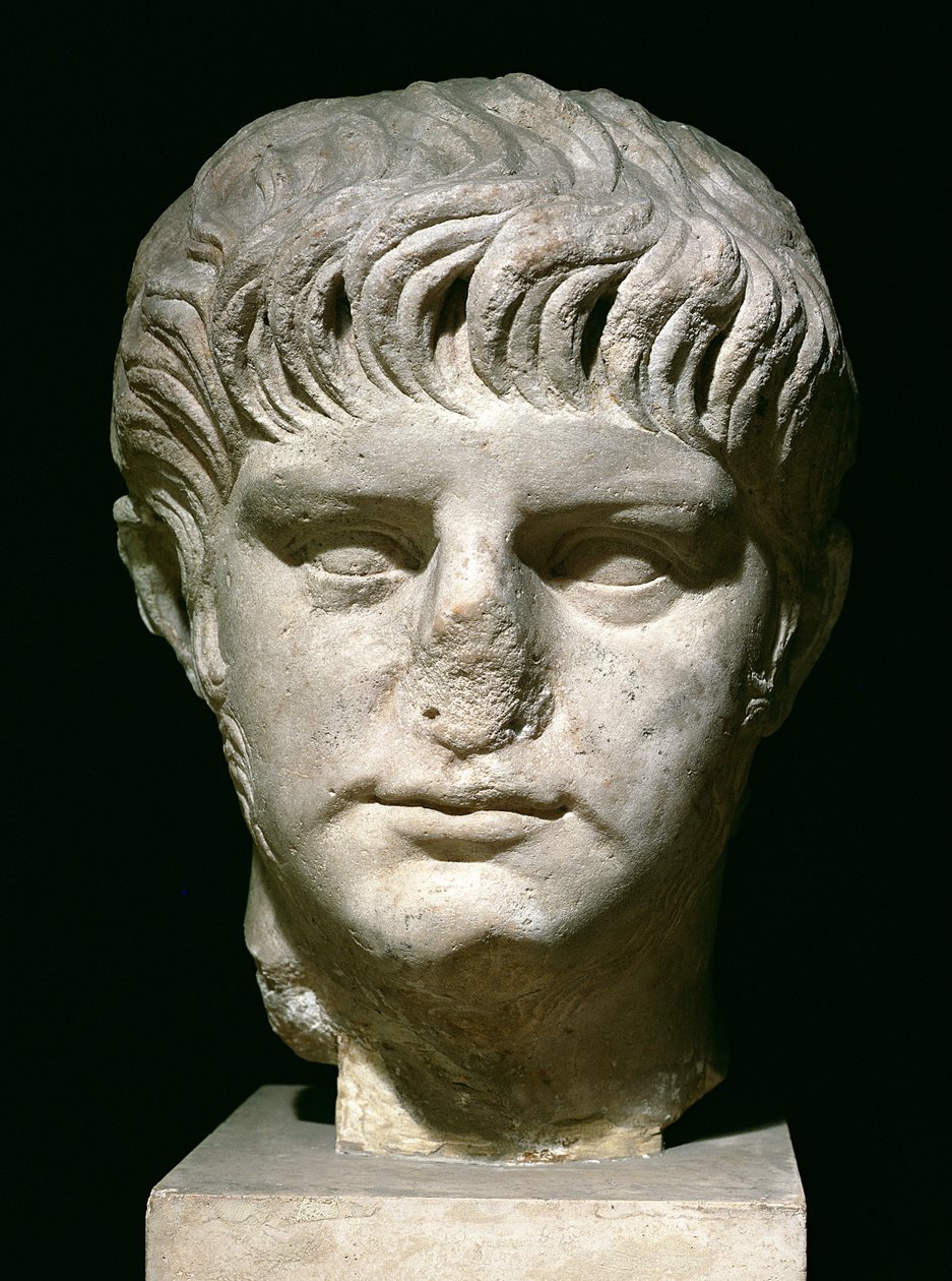 Głowa Nerona (37-68 ne) (marmur) autorstwa Roman