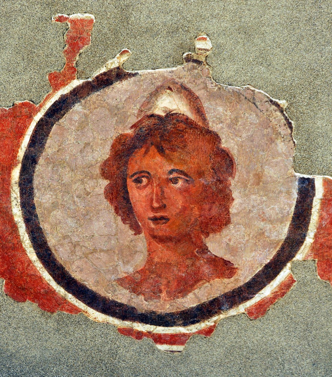 Głowa młodego mężczyzny, ok. 130-140 (fresk) autorstwa Roman