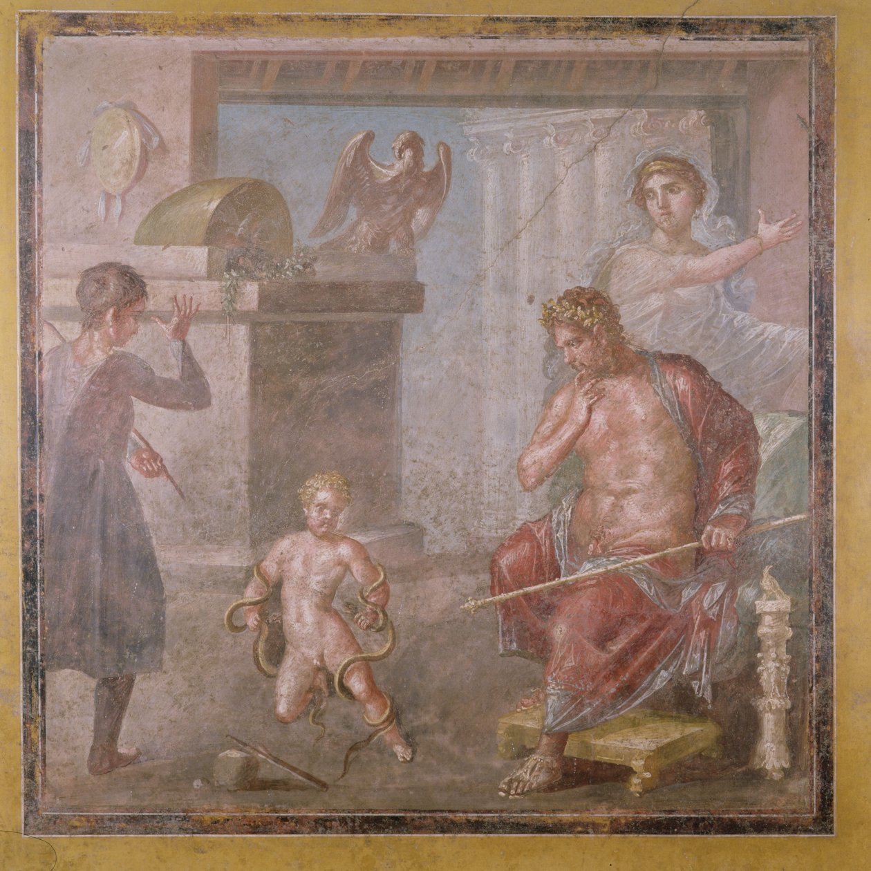 Herkules duszący węża jako dziecko, Casa dei Vettii, ok. 50-79 n.e. autorstwa Roman