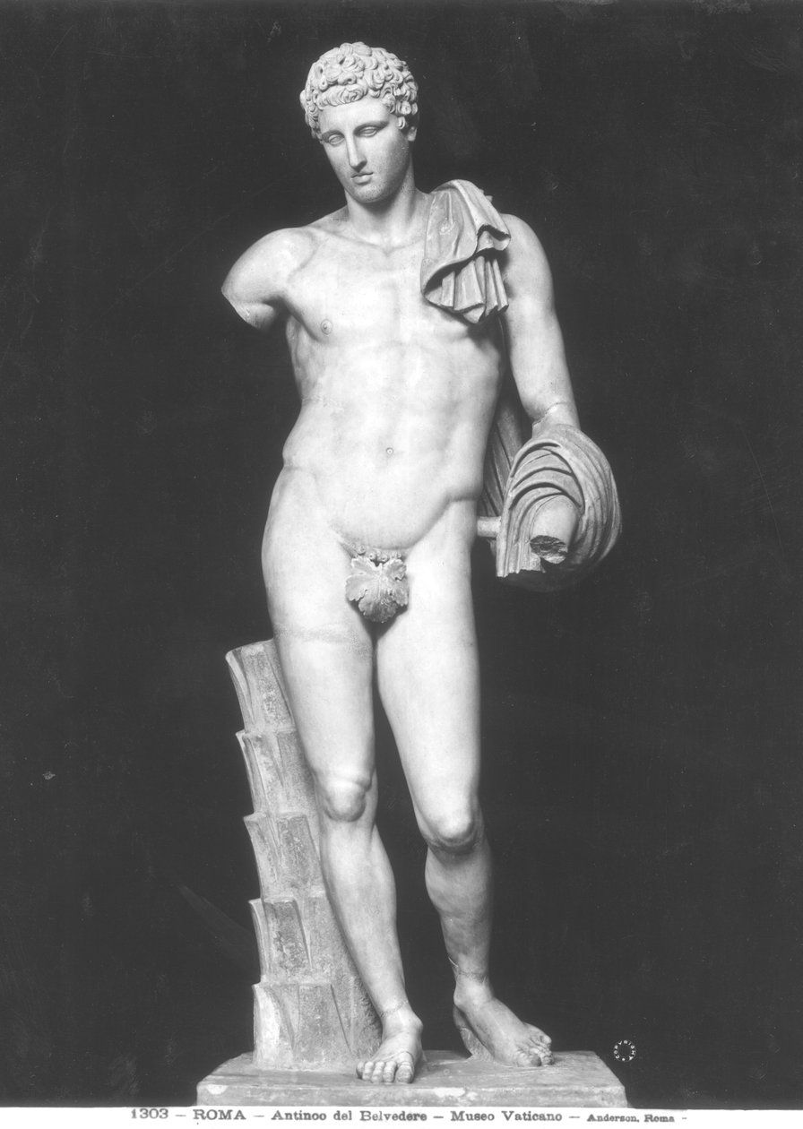 Hermes, zwany Antinous del Belvedere (marmur) (zdjęcie czarno-białe) autorstwa Roman