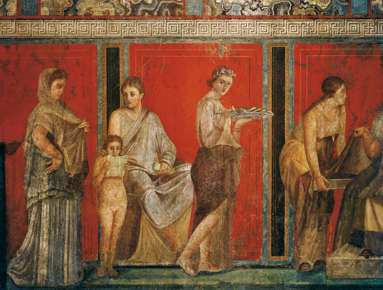 Obrzędy inicjacji kultu Dionizosa, fresk z Villa Dei Misteri autorstwa Roman