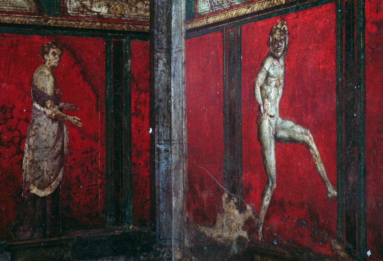 Obrzędy inicjacji kultu Dionizosa, fresk z Villa Dei Misteri autorstwa Roman