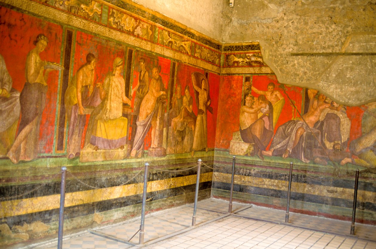 Obrzędy inicjacji kultu Dionizosa, fresk z Villa Dei Misteri autorstwa Roman