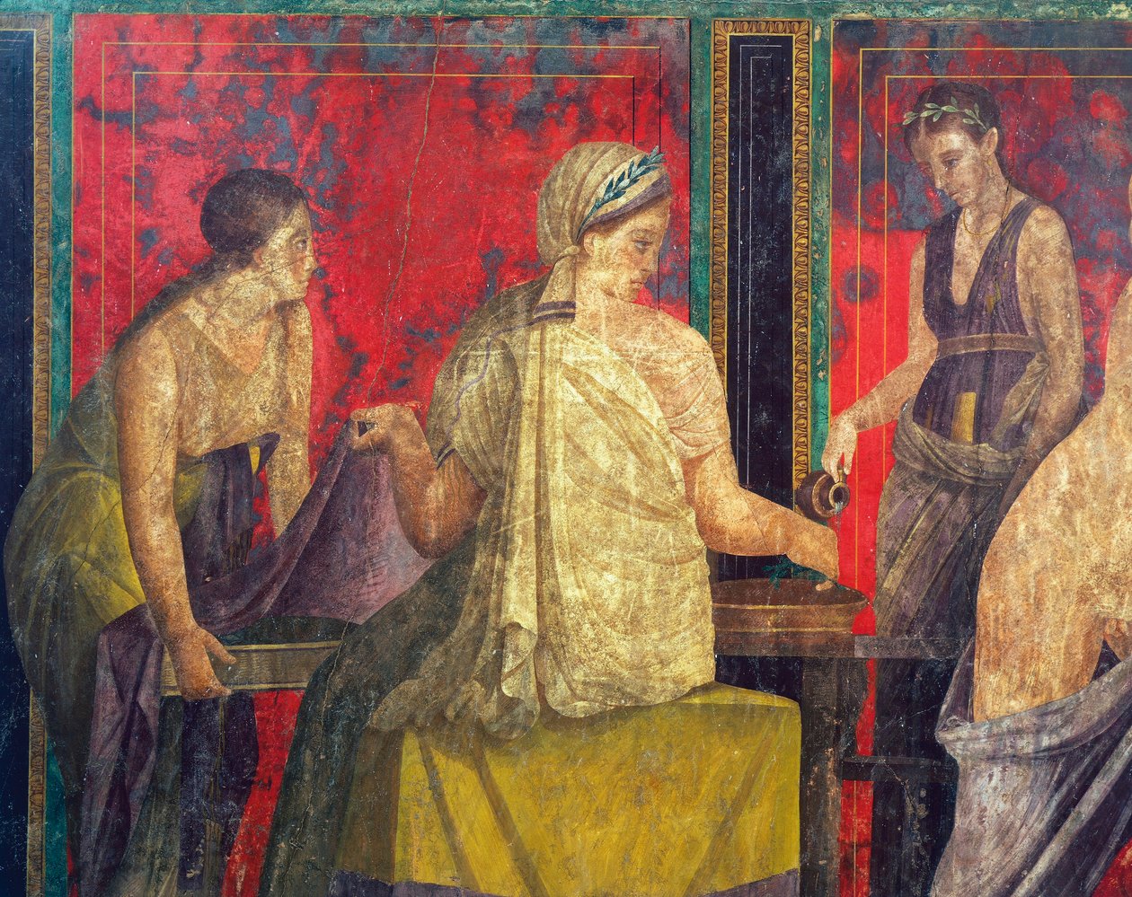 Obrzędy inicjacji kultu Dionizosa, fresk z Villa Dei Misteri autorstwa Roman