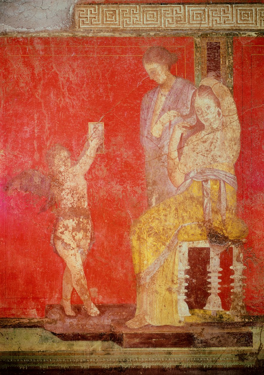 Obrzędy inicjacji w kulcie Dionizosa, fresk z Villa Dei Mysteri autorstwa Roman