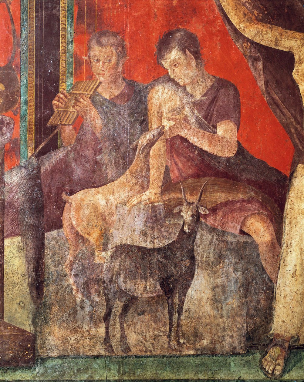 Obrzędy inicjacji w kulcie Dionizosa, fresk z Villa Dei Mysteri autorstwa Roman