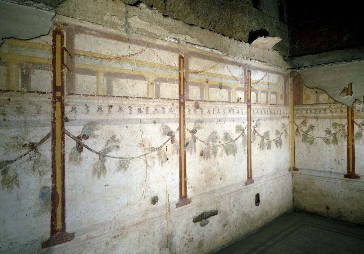 Widok wnętrza fresków z sosnowych girland autorstwa Roman