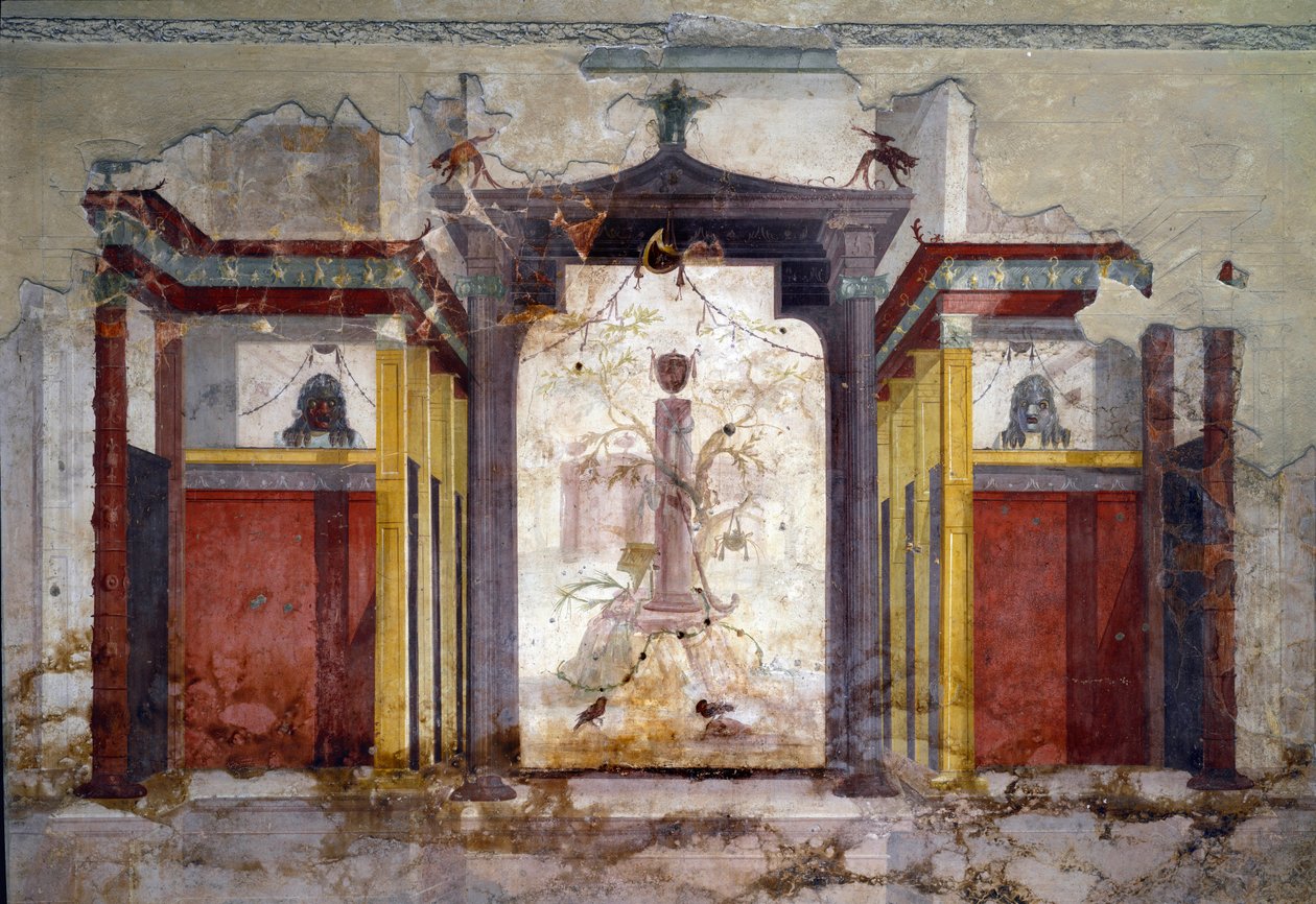 Widok wnętrza fresków sali masek autorstwa Roman