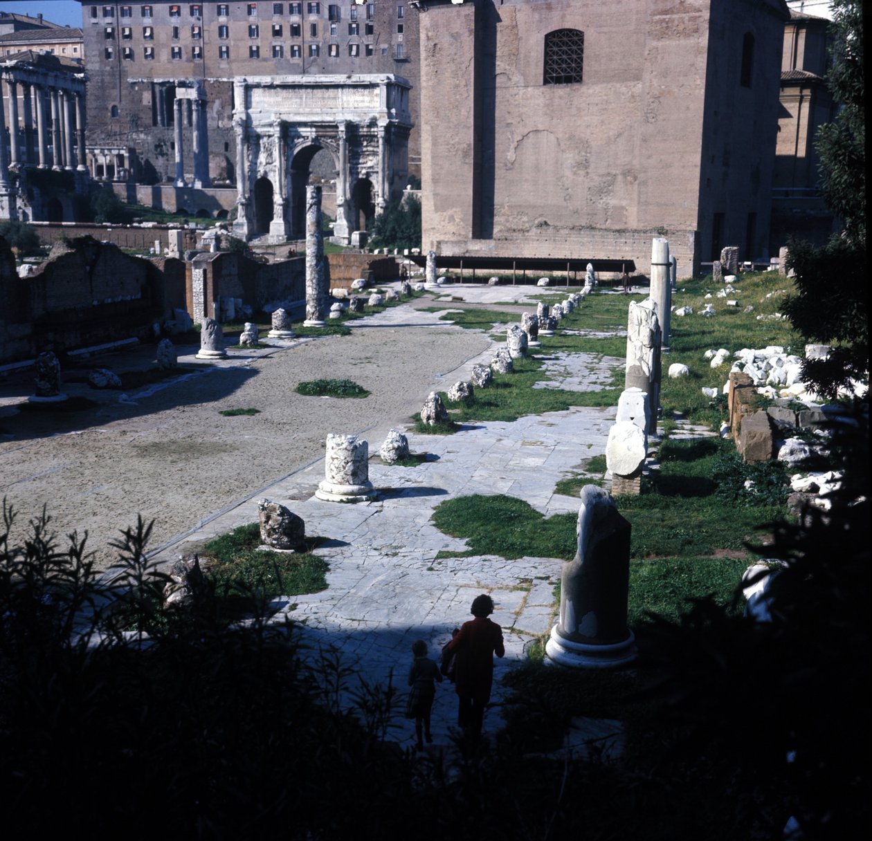 Lokalizacja Bazyliki Emilia na Forum Romanum zbudowana po raz pierwszy w 179 pne i wielokrotnie odrestaurowana dzięki rodzinie Emilia. Rzym autorstwa Roman