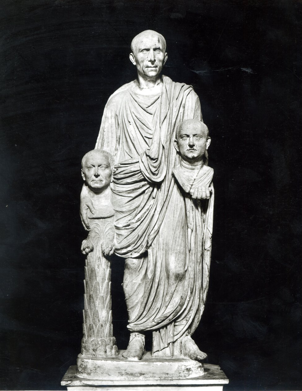Lucjusz Junius Brutus trzymający popiersia przodków (marmur) (zdjęcie czarno-białe) autorstwa Roman