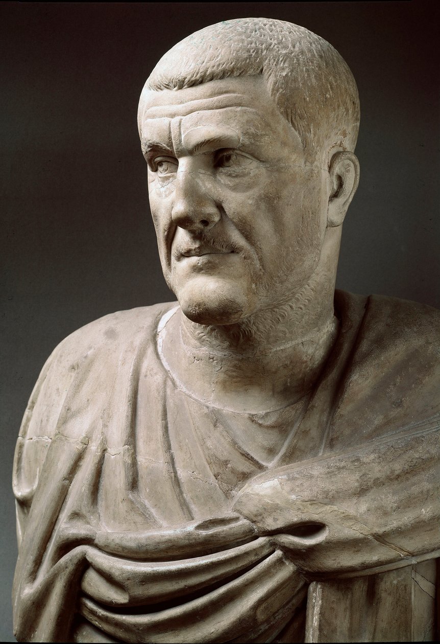 Marmurowa Statua Cesarza Maximinusa Thraxa (173-238) - Rzym, Musei Capitolini - Popiersie Cesarza Maximinusa Thraxa - Marmurowa rzeźba - Rzym, Musei Capitolini autorstwa Roman