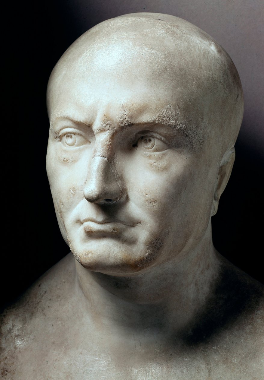Marmurowa głowa Publiusza Korneliusza Scypiona Afrykańskiego, rzymskiego męża stanu (235-183 pne) - Rzym, Musei Capitolini - Głowa Publiusza Korneliusza Scypiona Afrykańskiego (236-183 pne) (Scypion Afrykański, Scypion Starszy, Scypion Afrykanin-Major lub  autorstwa Roman